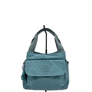 Kipling B;uae Nylon Tote Bag Monkey Charm Small Handbag 8x10